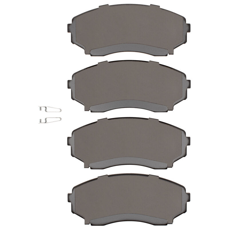 R1 Concepts Mazda MPV 92-06 front OE brake pads for R1 Optimum OE brake system, showing new brake pad set with metal backing plates.