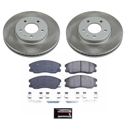 PowerStop front semi-coated brake rotor kit for Suzuki XL-7 2007-2009, performance blank brake components with ventilated disc design.