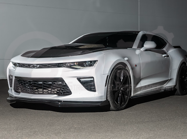 2016-2024 Camaro SS & 2019-2024 Chevrolet Camaro LT / LS / RS Models | SDP T6 Style GLOSSY BLACK Front Lip Splitter Side End Cap & Side Skirts Aero Kit