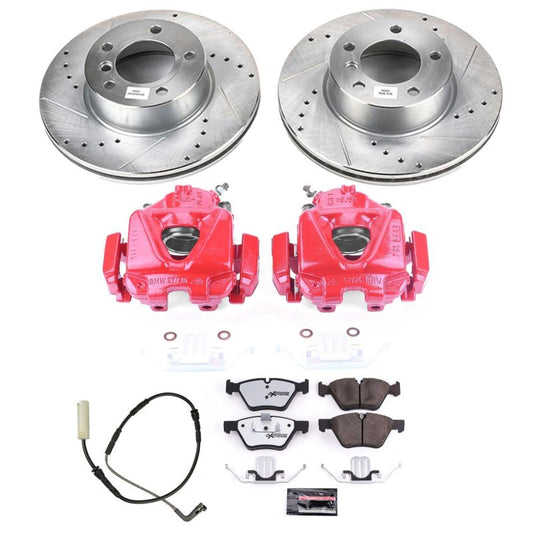 PowerStop BMW 328i front Z26 Street Warrior brake kit with performance calipers and rotors, suitable for 2008-2010 models.