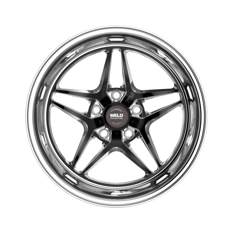 Weld S81 forged wheel, 18x10 inches, black center with polished shell, 5x120.65 bolt pattern, non-BL wheel for vehicles.