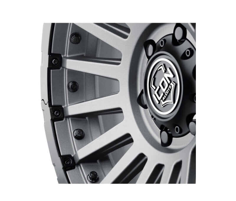 ICON Alloys Recon Pro satin charcoal 18-inch cast wheels, 9-inch width, 6x5.5 bolt pattern, 0mm offset, 5-inch backspace.