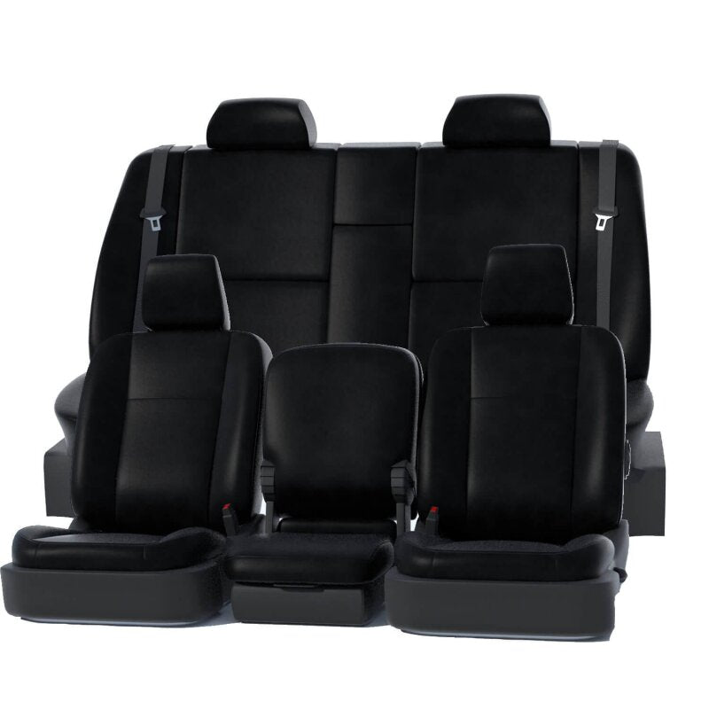 Covercraft Leatherette second row seat covers for Toyota Grand Highlander, custom-fit, gray, with detailed stitching.