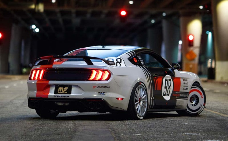 MagnaFlow cat back exhaust system for 2015 Ford Mustang V6 3.7L, dual split polished tips, stainless steel, 2.5-inch diameter