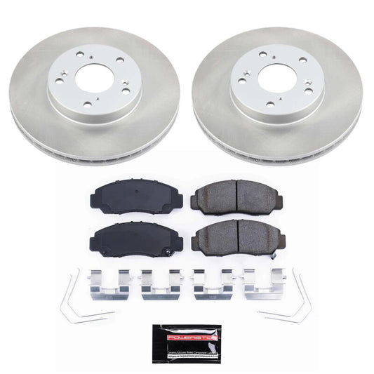 PowerStop performance semi-coated front brake rotor kit for Honda Civic 2006-2011, includes blank rotors and hardware.