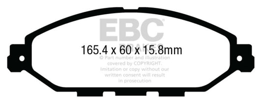 EBC Ultimax2 front brake pads for Infiniti JX35 3.5, OE style, showing the brake pad set with metal backing plates and friction material