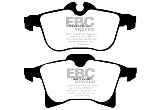 EBC Greenstuff front brake pads for Saturn Astra 2008-2009 1.8L, performance brake pads, shown in the image