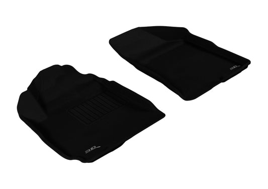 Black 3D MAXpider rubber floor mat for 2010-2012 Hyundai Santa Fe first row, durable and custom-fit for vehicle interior protection.