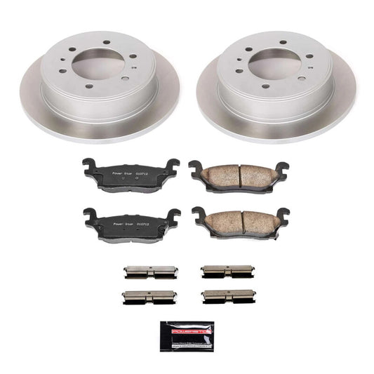 PowerStop rear semi-coated brake rotor kit for Hummer H3T 2009-2010, performance brake replacement with ventilated rotors.