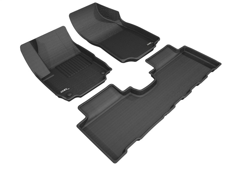 3D MAXpider black rubber floor mats for 2018-2024 GMC Terrain, full set with textured surface and raised edges.
