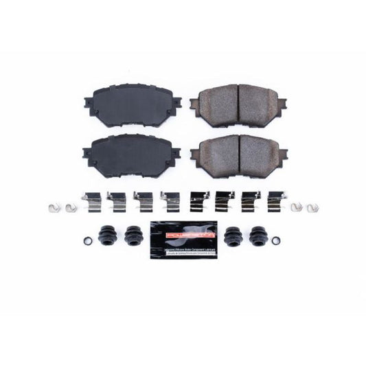 PowerStop Z23 Evolution Sport front brake pads for Mazda 3 (2014-2017) with hardware, designed for performance braking.