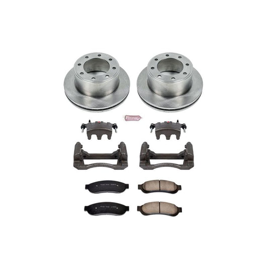 PowerStop OE rear brake calipers for Ford F-350 Super Duty 2007-2010, part of Autospecialty brake kit with calipers visible.