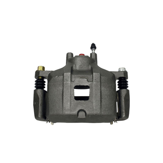 PowerStop front left OE brake caliper with bracket for Mitsubishi Lancer (2008-2017), automotive part in black finish.