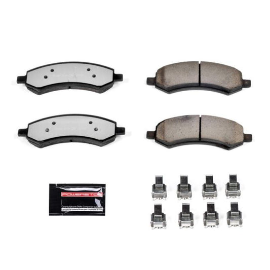 PowerStop Z36 performance front brake pads with hardware for 2007-2009 Chrysler Aspen, designed for truck and tow applications.