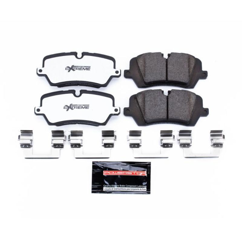 PowerStop rear Z36 truck and tow brake pads for 2017-2019 Land Rover Discovery with hardware, performance brake pads for enhanced stopping power.