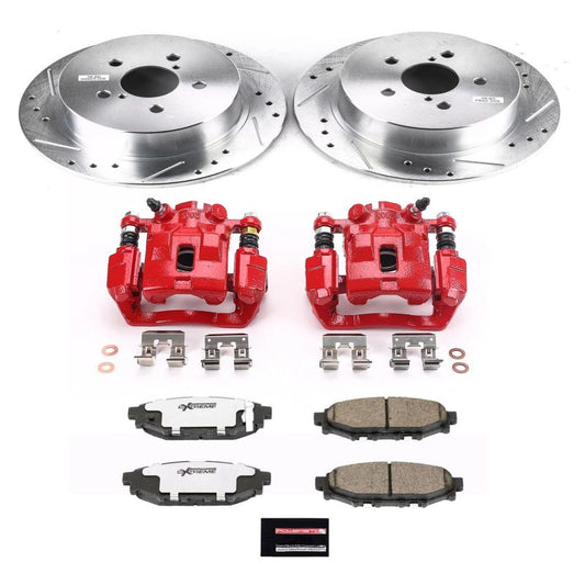 PowerStop 2005 Subaru Legacy rear Z26 Street Warrior brake kit with calipers and rotors for enhanced stopping performance.