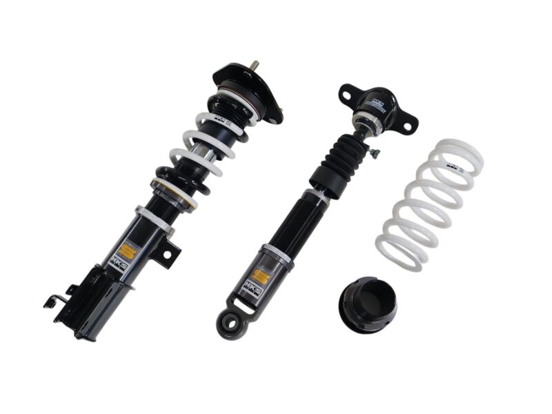 HKS HIPERMAX S coilover kit for enhanced suspension, featuring adjustable shocks and springs for improved ride performance.