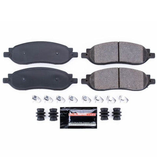 PowerStop Z23 Evolution Sport rear brake pads with hardware for 2005-2007 Ford F-250 Super Duty truck, high-performance brake replacement