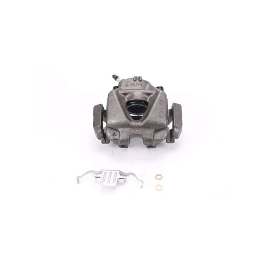PowerStop OE front left brake caliper with bracket for BMW 328i (2008-2013), automotive brake component in silver finish