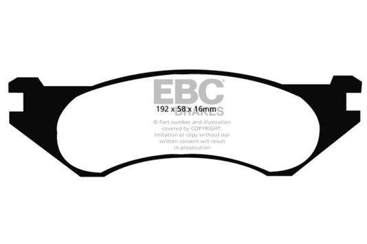 EBC Ultimax2 front brake pads for Dodge Ram Van B1500, OE style, showing the brake pad set with friction material and backing plates.