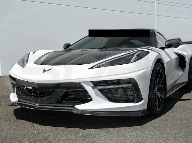 2020+ CHEVROLET CORVETTE C8 STINGRAY & Z51 | FACTORY OEM STYLE GLOSSY BLACK FRONT BUMPER LOWER AIR INLET MESH GRILLE GUARDS