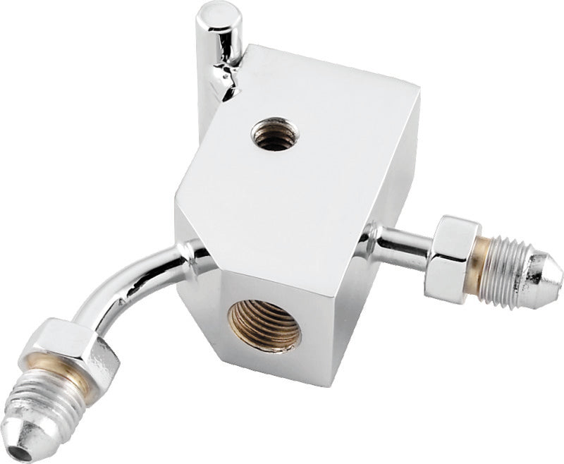 Twin Power Chrome Brake Tee 90 Degree Male AN3 W 1/8 NPT Port Custom