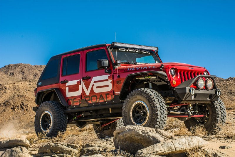 DV8 Offroad Jeep Wrangler JK flat tube front and rear fenders, durable offroad fenders with a sleek tubular design.