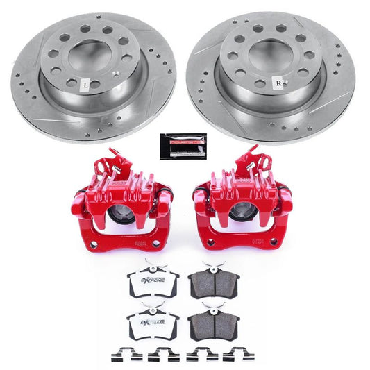PowerStop Z26 Street Warrior rear brake kit with calipers for Audi A3 2010-2013, performance brake upgrade.