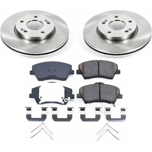 PowerStop OE brake kit for 2017-2019 Hyundai Elantra front brakes, includes brake rotors and pads for enhanced stopping power.