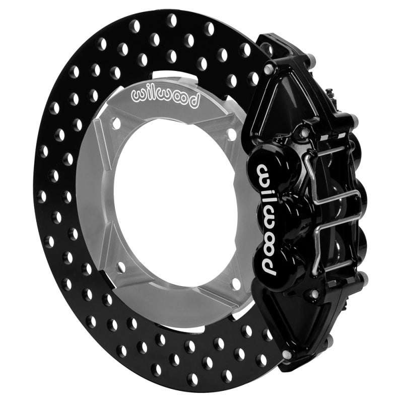 Wilwood 2020+ Polaris RZR Pro UTV6 rear brake kit with black calipers and drilled rotors, designed for performance and durability