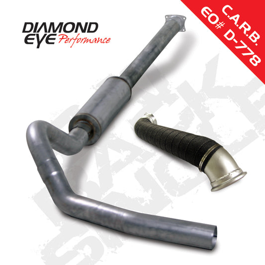 Diamond Eye Performance 4-inch Catback exhaust for 2004-2005 Chevy/GMC Duramax 6.6L with TDP SS, showcasing the stainless steel pipe and muffler
