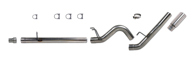 Diamond Eye Performance DPF Back exhaust kit for 2008-2009 Ford F250/F350 6.4L diesel, with 44-inch exhaust pipe and dual 13.5-inch tips.