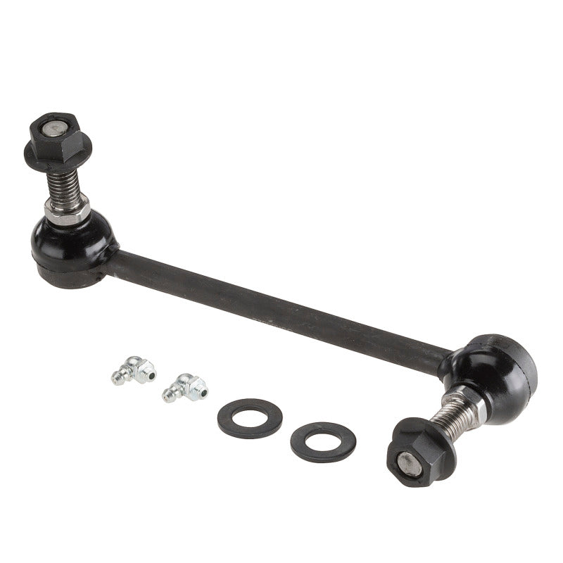 Moog Chrysler 300 front right sway bar endlink kit, automotive suspension part with metal ball joints and mounting points.