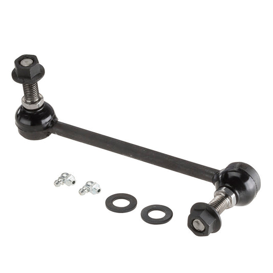 Moog Chrysler 300 front right sway bar endlink kit, automotive suspension part with metal ball joints and mounting points.