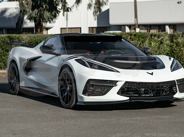 2020-PRESENT CHEVROLET CORVETTE C8 | ZR1 REPLICA STYLE  MATTE BLACK FRONT VENTED HOOD