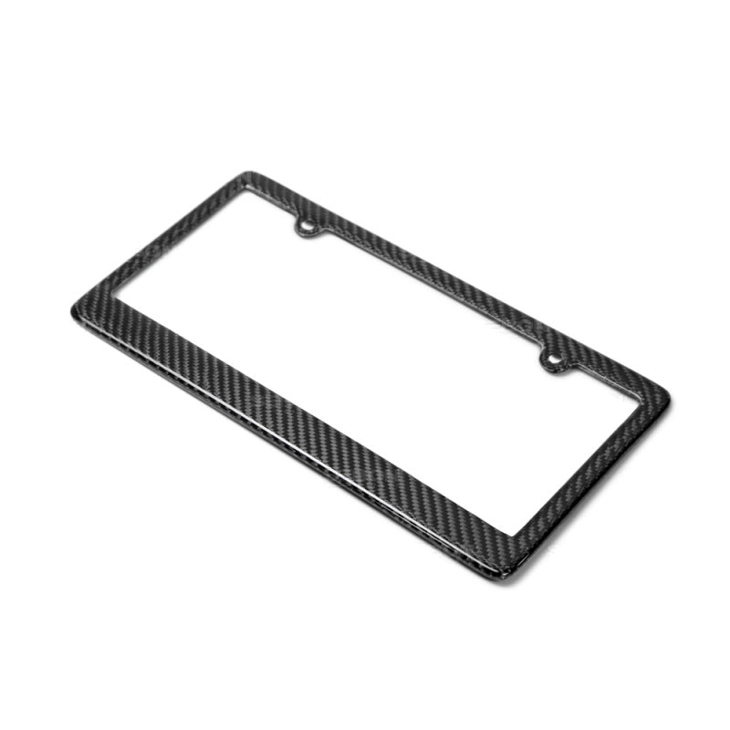 Seibon carbon fiber license plate frame for cars, showcasing sleek black carbon fiber material and precise fit.