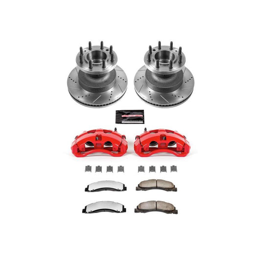 PowerStop Z36 truck and tow brake rotors for Ford E-350 Super Duty, slot and drilled design, shown in the image.