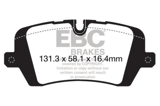 EBC Ultimax2 rear brake pads for Land Rover Discovery 5 3.0L supercharged 2017+ OE replacement brake pads shown.