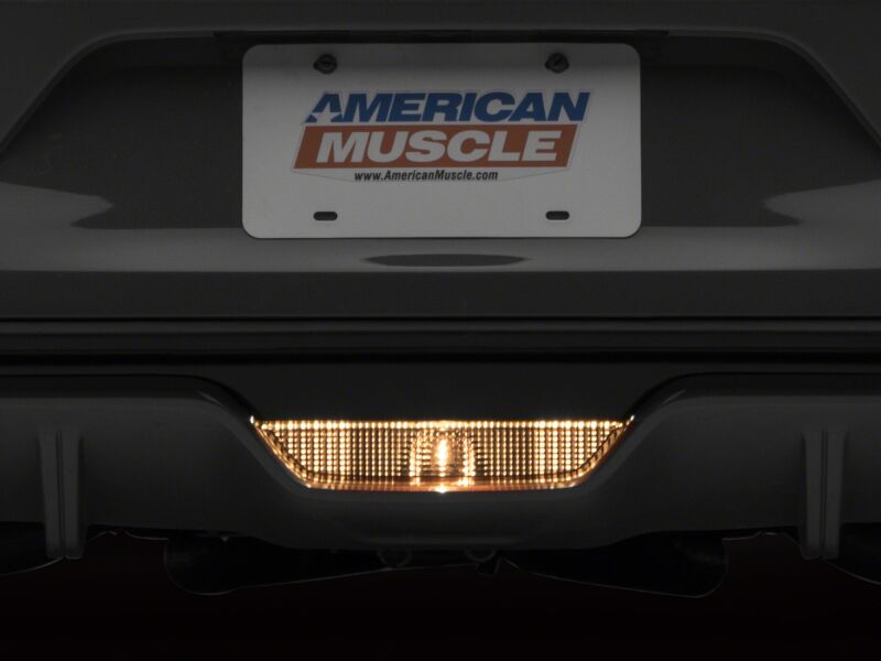 Raxiom Ford Mustang LED reverse light conversion kit with axial light bars installed in the rear of a 2015-2023 Mustang