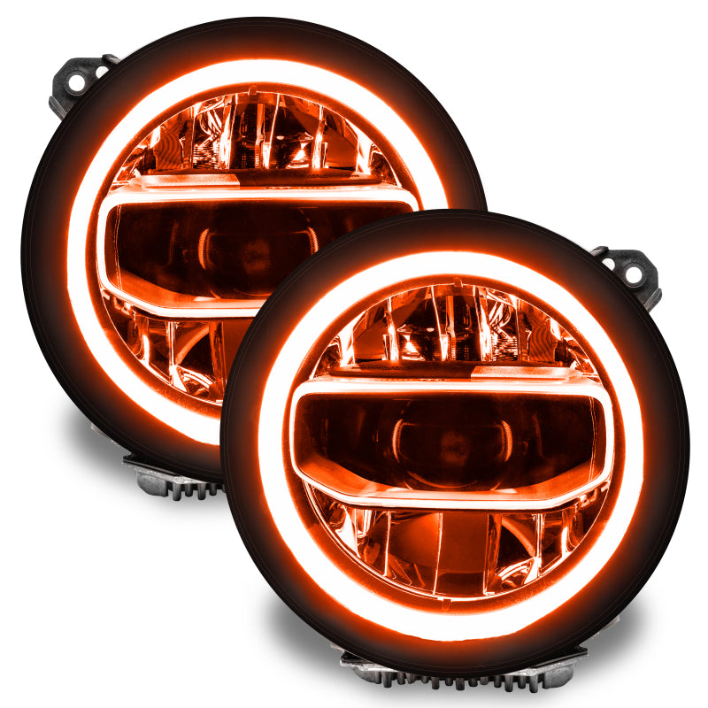 Oracle Lighting RGB+W Jeep Wrangler JL and Gladiator JT headlight DRL upgrade kit with ColorSHIFT lighting technology.