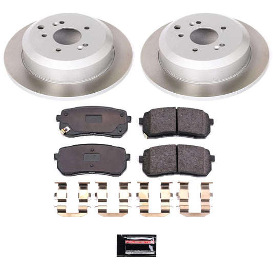 PowerStop rear semi-coated rotor kit for Hyundai Veracruz 2007-2012, performance brake parts with blank rotor design