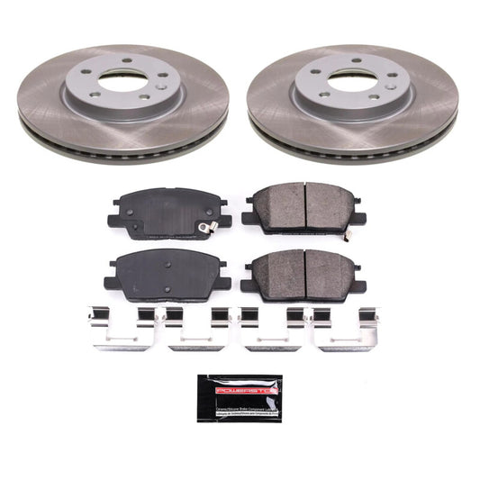 PowerStop front semi-coated brake rotor kit for 2018-2021 GMC Terrain, performance brake kit with high-quality rotors.