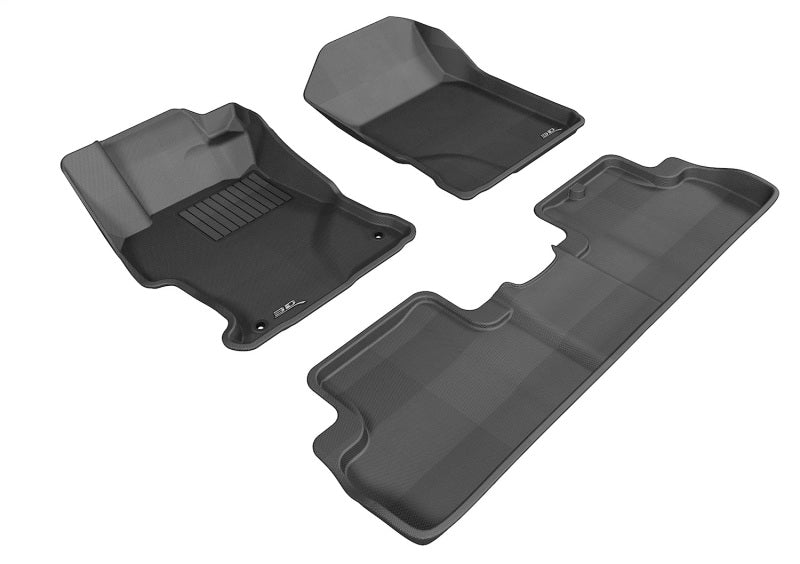 3D MAXpider black rubber floor mats set for 2012-2013 Honda Civic Coupe interior, featuring custom fit and durable material.