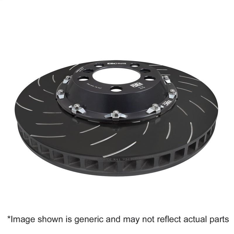 EBC 14-18 BMW M3 F80 3.0L front brake rotors, 2-piece SG Racing design, vented and slotted for high-performance braking.