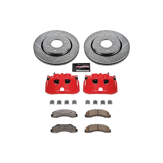 PowerStop front Z36 brake kit with calipers for 2010-2021 Lincoln Navigator, featuring performance brake components and hardware.