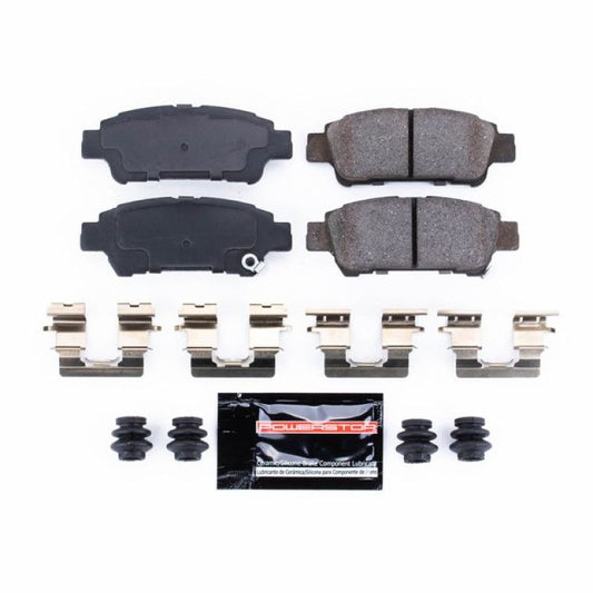 PowerStop Z23 Evolution Sport rear brake pads with hardware for Toyota Sienna 2004-2010, high-performance brake pads for reliable stopping.