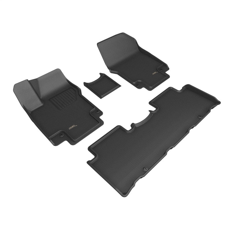 3D MAXpider black rubber floor mats for Hyundai Ioniq 5, full set with 3D textured surface and custom fit for interior protection.