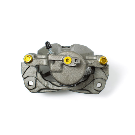 PowerStop OE front left brake caliper with bracket for 2002-2006 Toyota Camry, automotive part in black with mounting hardware