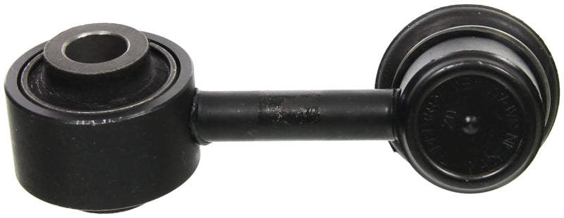 Moog Toyota Tundra front left sway bar link kit, automotive suspension part, with metal end links and rubber bushings.