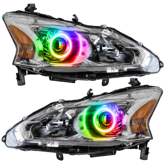 Oracle Lighting Nissan Altima 13-15 sedan SMD HL ColorSHIFT headlights without controller, featuring sleek design and vibrant lighting elements.